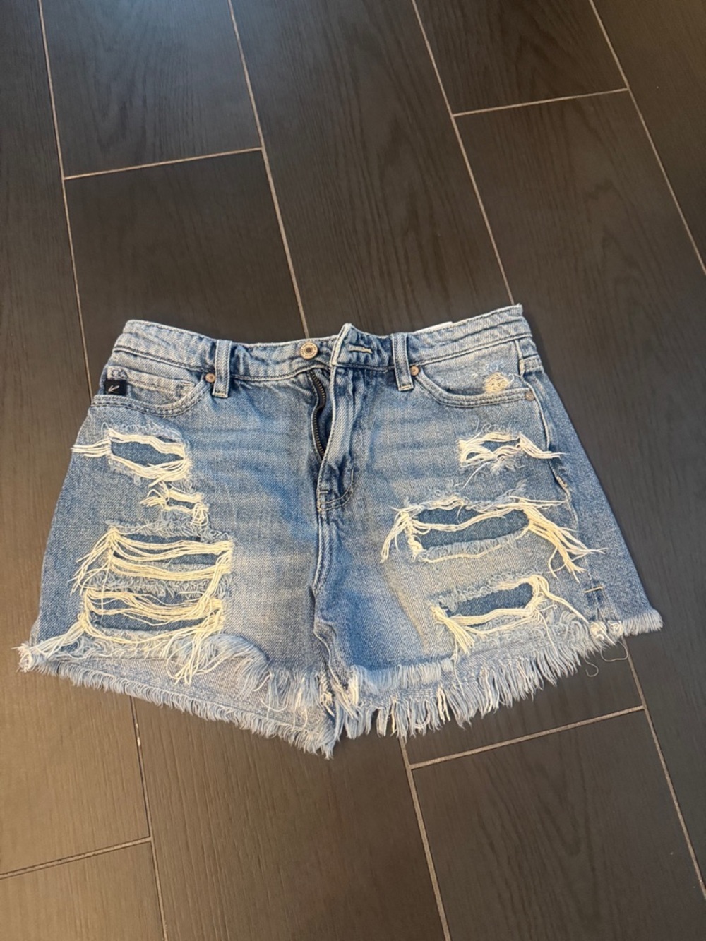 KanCan Light Blue Distressed Denim Shorts